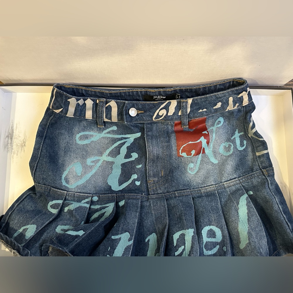 Jaded London angel print denim skirt